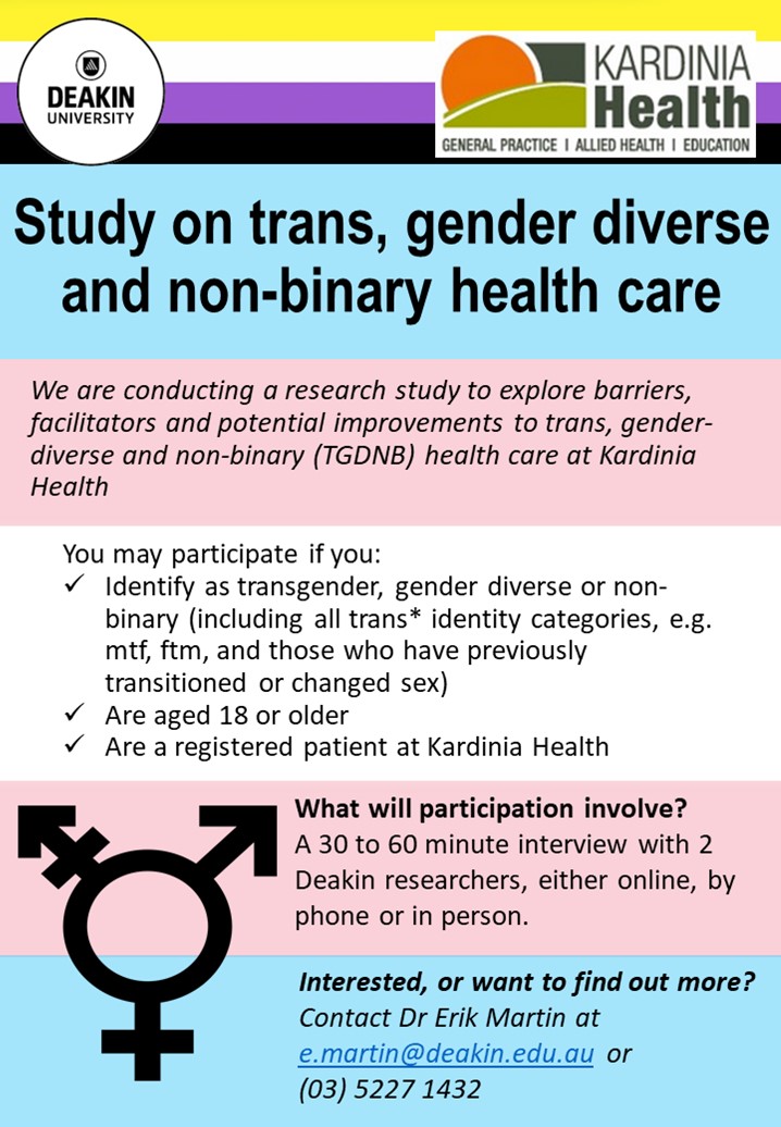 Study On Trans, Gender Diverse & Non-binary Health Care - Kardinia Health